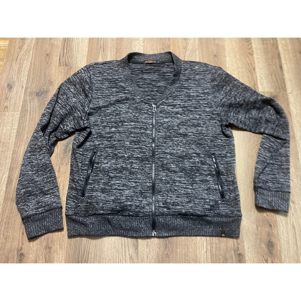 Studio Energyzone Sweater, Womens Size Large, Black White, Full Zip, Long Sleeve